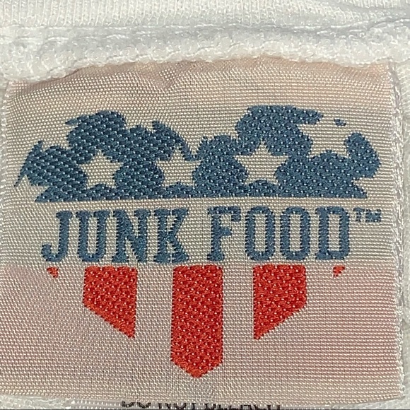 Junk Food Tee Shirt Sleeveless White Foil Lightbulb Idea Crop Top - Picture 5 of 12